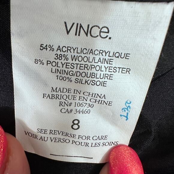 Vince women jacket black size 8 TWEED goth Grunge Old Money Preppy corporatecore - Picture 9 of 9